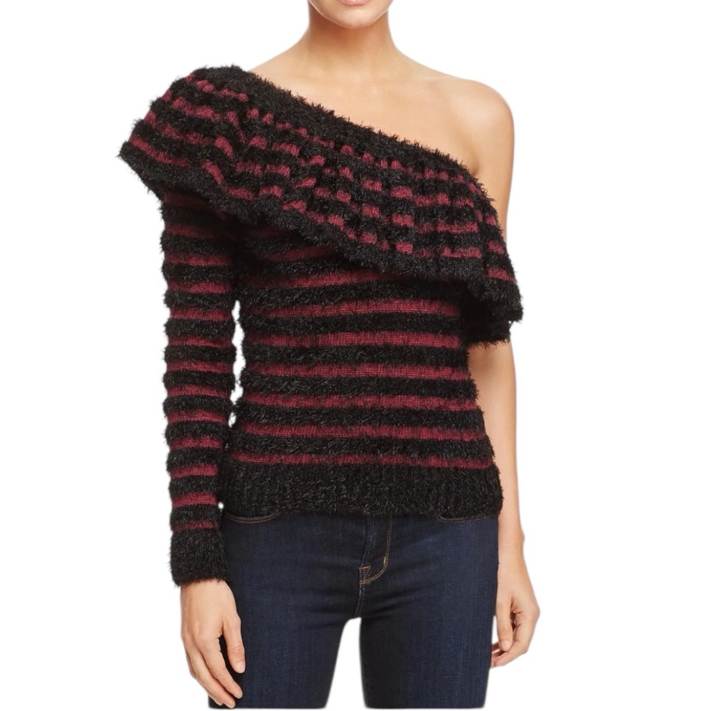 WAYF NWT Jonnie One Shoulder Ruffle Sweater
